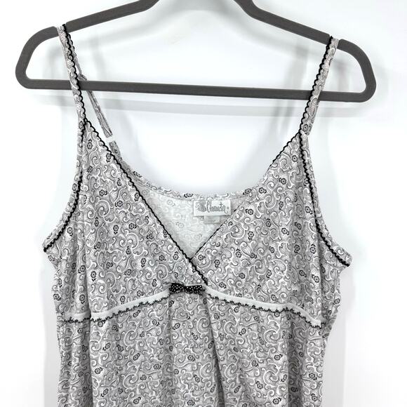 Vintage Character Babydoll Chemise Mini Slip Dress XL Black White Floral Y2K - Picture 2 of 7